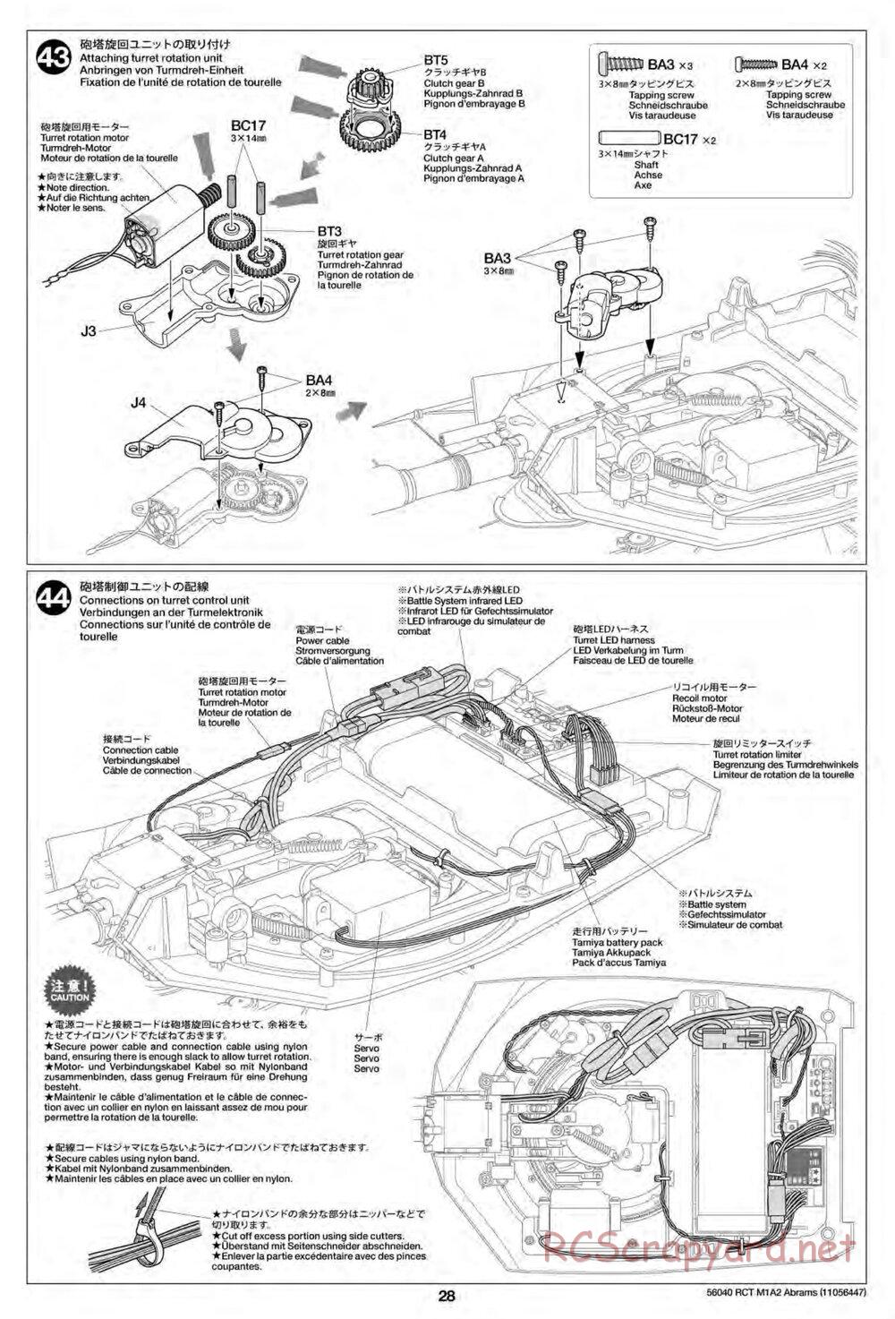 Tamiya - U.S. Main Battle Tank M1A2 Abrams - 1/16 Scale Chassis - Manual - Page 28