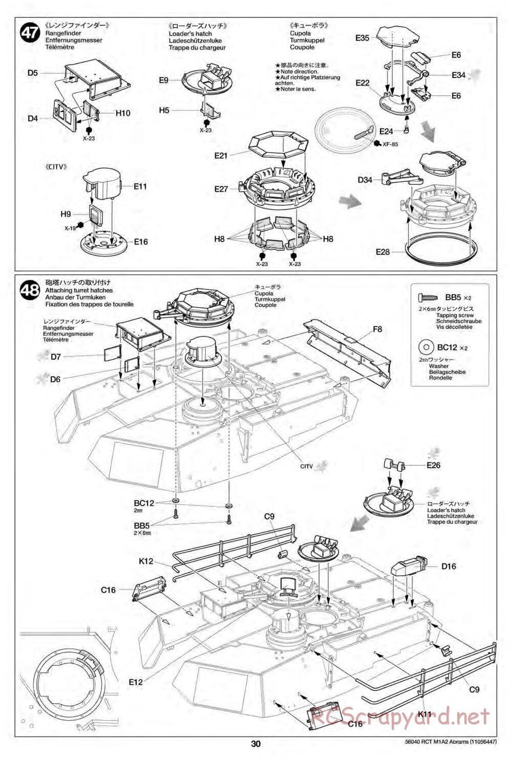 Tamiya - U.S. Main Battle Tank M1A2 Abrams - 1/16 Scale Chassis - Manual - Page 30