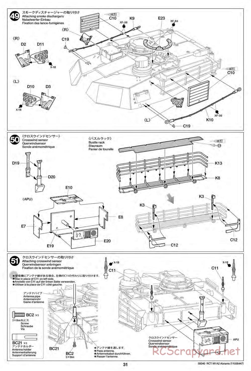 Tamiya - U.S. Main Battle Tank M1A2 Abrams - 1/16 Scale Chassis - Manual - Page 31