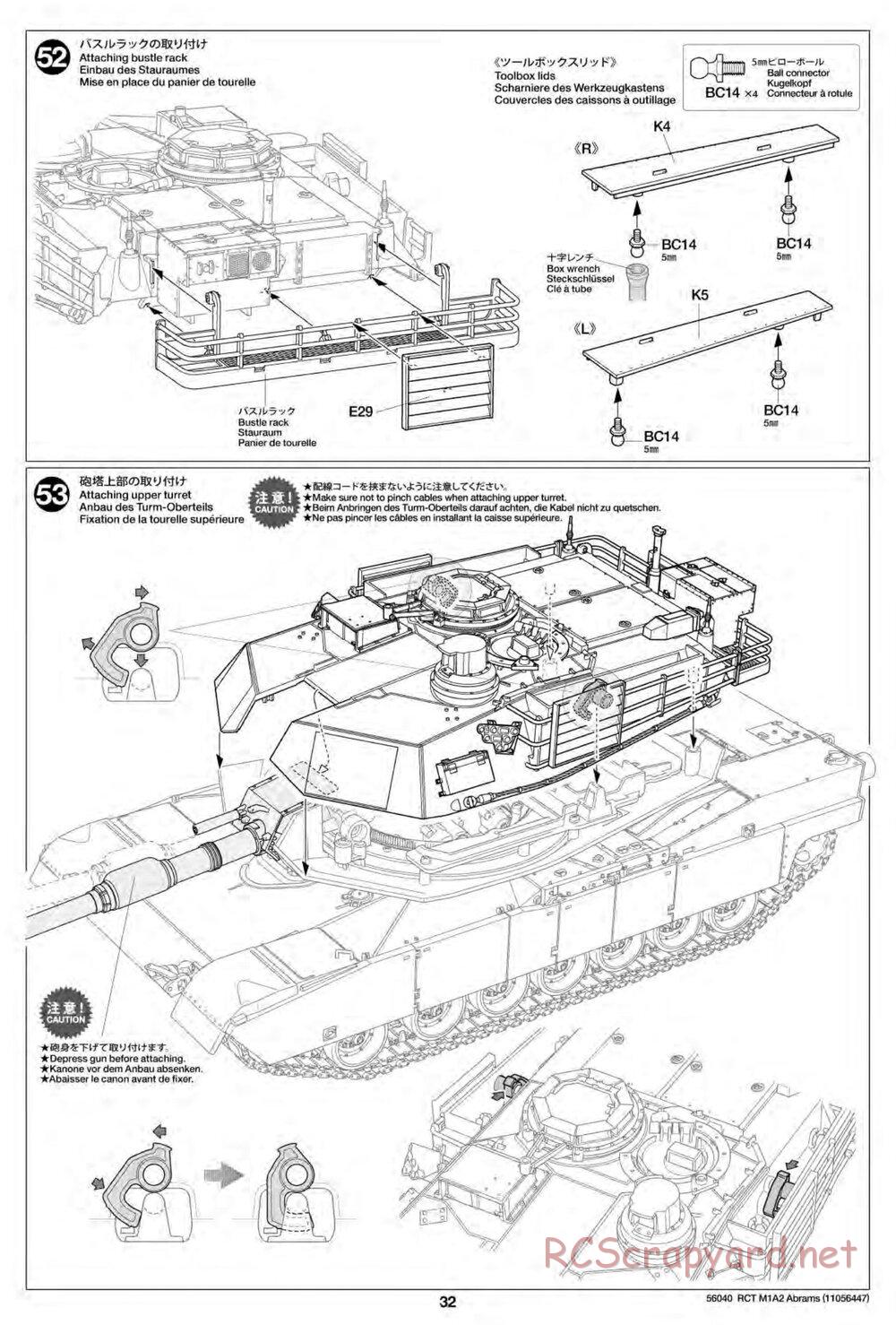Tamiya - U.S. Main Battle Tank M1A2 Abrams - 1/16 Scale Chassis - Manual - Page 32