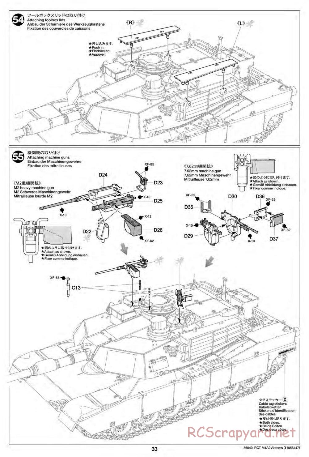 Tamiya - U.S. Main Battle Tank M1A2 Abrams - 1/16 Scale Chassis - Manual - Page 33