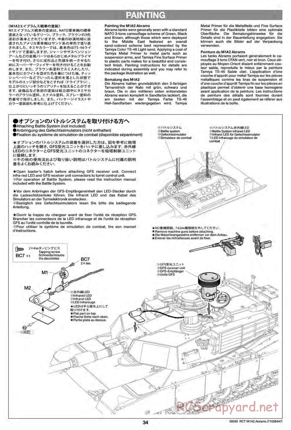 Tamiya - U.S. Main Battle Tank M1A2 Abrams - 1/16 Scale Chassis - Manual - Page 34