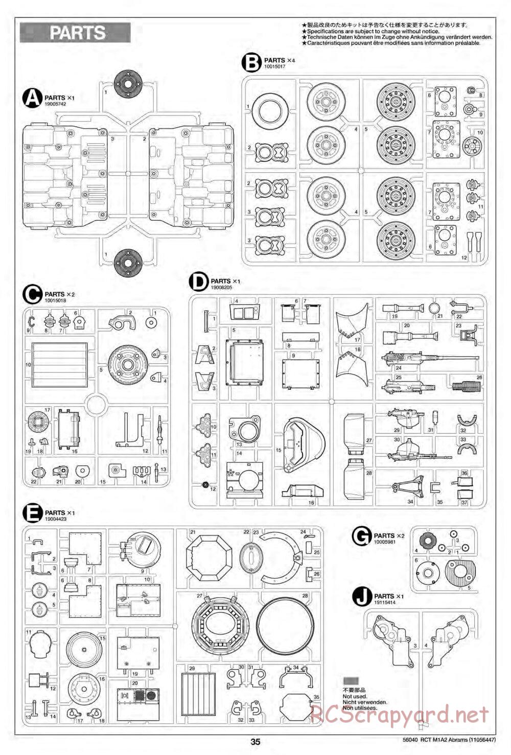 Tamiya - U.S. Main Battle Tank M1A2 Abrams - 1/16 Scale Chassis - Manual - Page 35