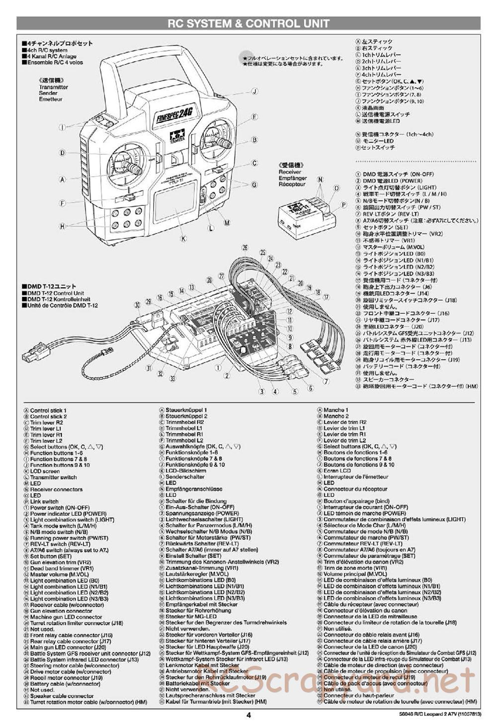 Tamiya - German Federal Army Main Battle Tank Leopard 2 A7V - 1/16 Scale Chassis - Manual - Page 4