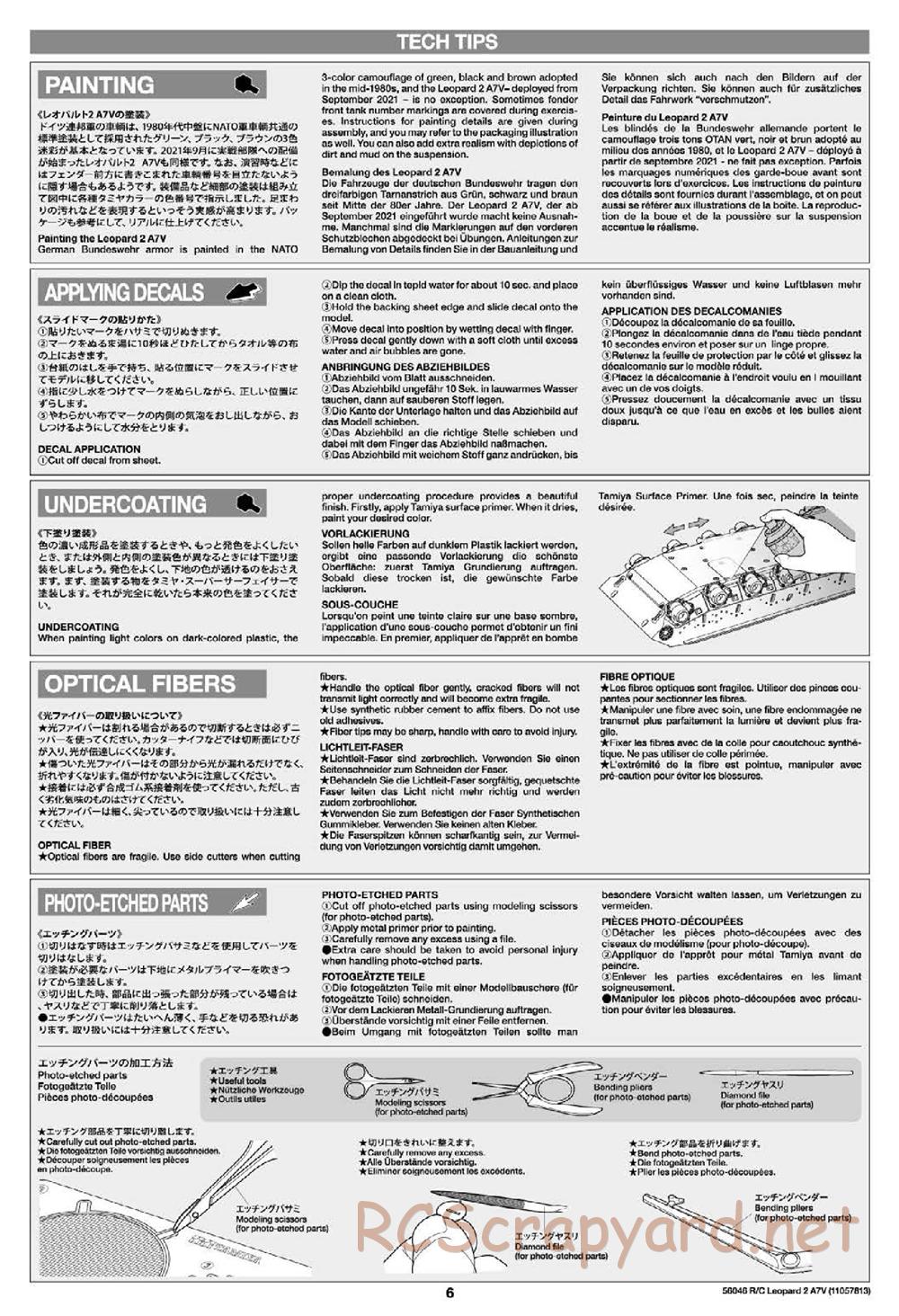 Tamiya - German Federal Army Main Battle Tank Leopard 2 A7V - 1/16 Scale Chassis - Manual - Page 6