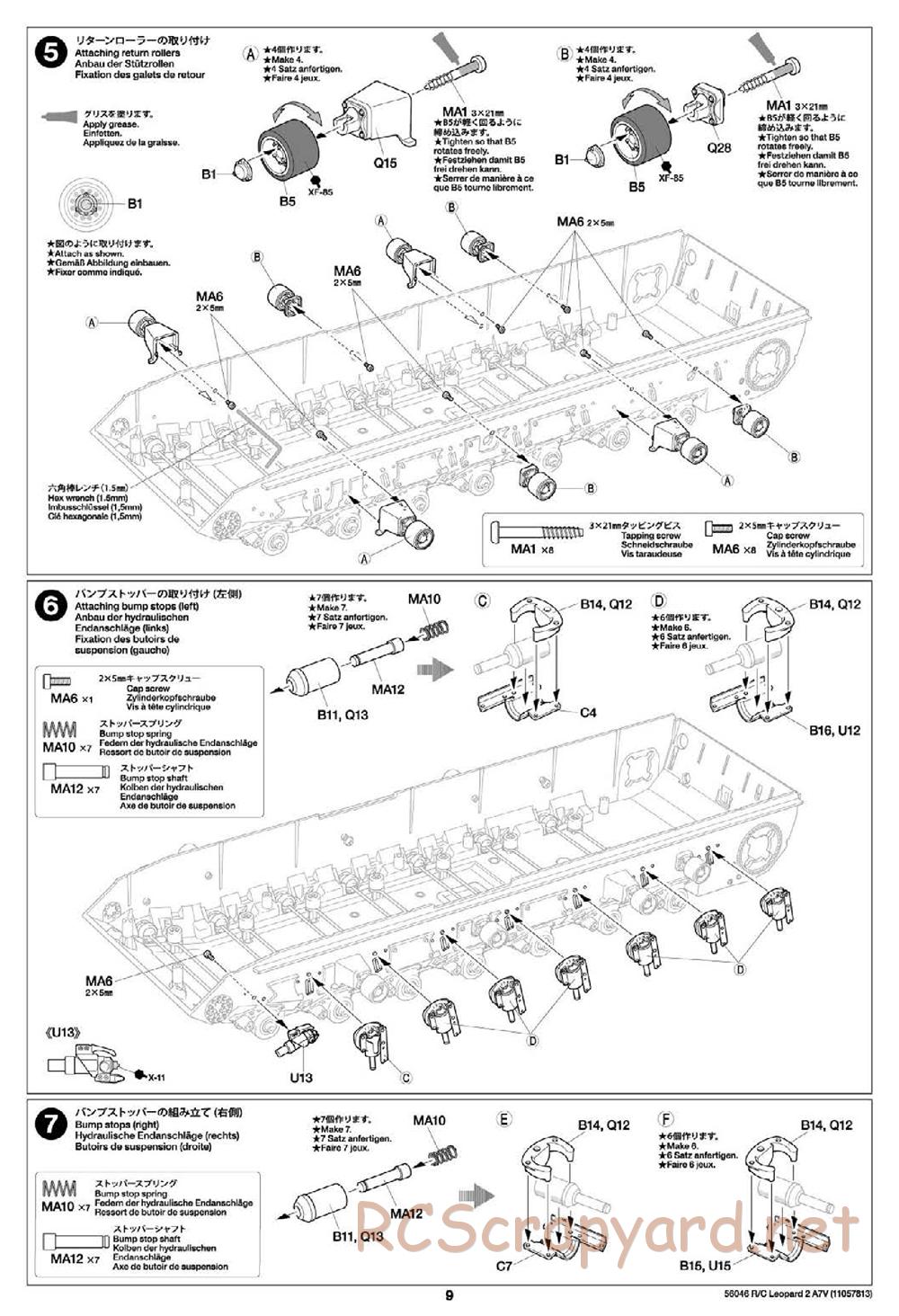 Tamiya - German Federal Army Main Battle Tank Leopard 2 A7V - 1/16 Scale Chassis - Manual - Page 9