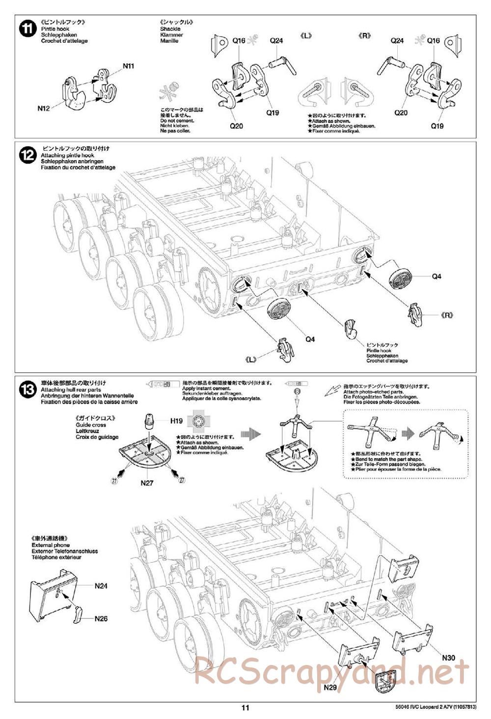 Tamiya - German Federal Army Main Battle Tank Leopard 2 A7V - 1/16 Scale Chassis - Manual - Page 11