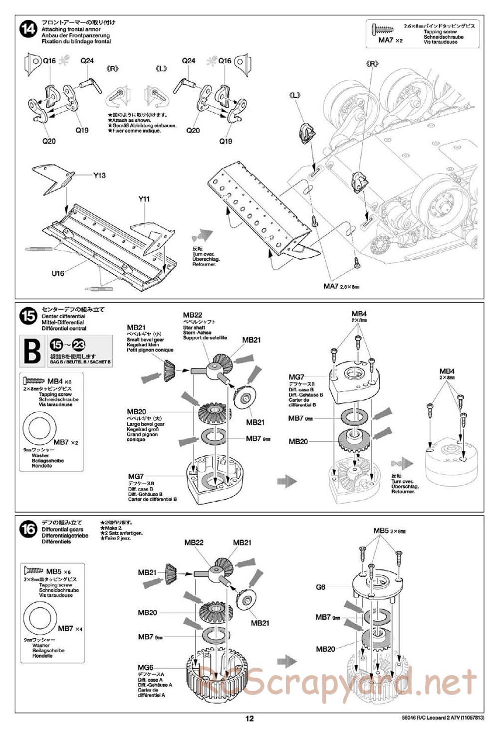 Tamiya - German Federal Army Main Battle Tank Leopard 2 A7V - 1/16 Scale Chassis - Manual - Page 12