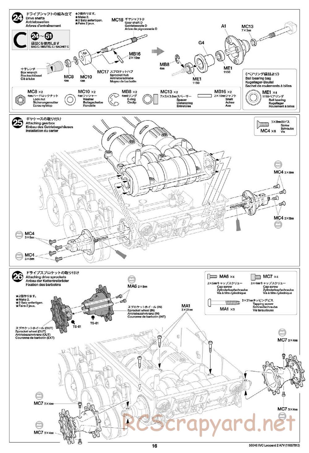 Tamiya - German Federal Army Main Battle Tank Leopard 2 A7V - 1/16 Scale Chassis - Manual - Page 16