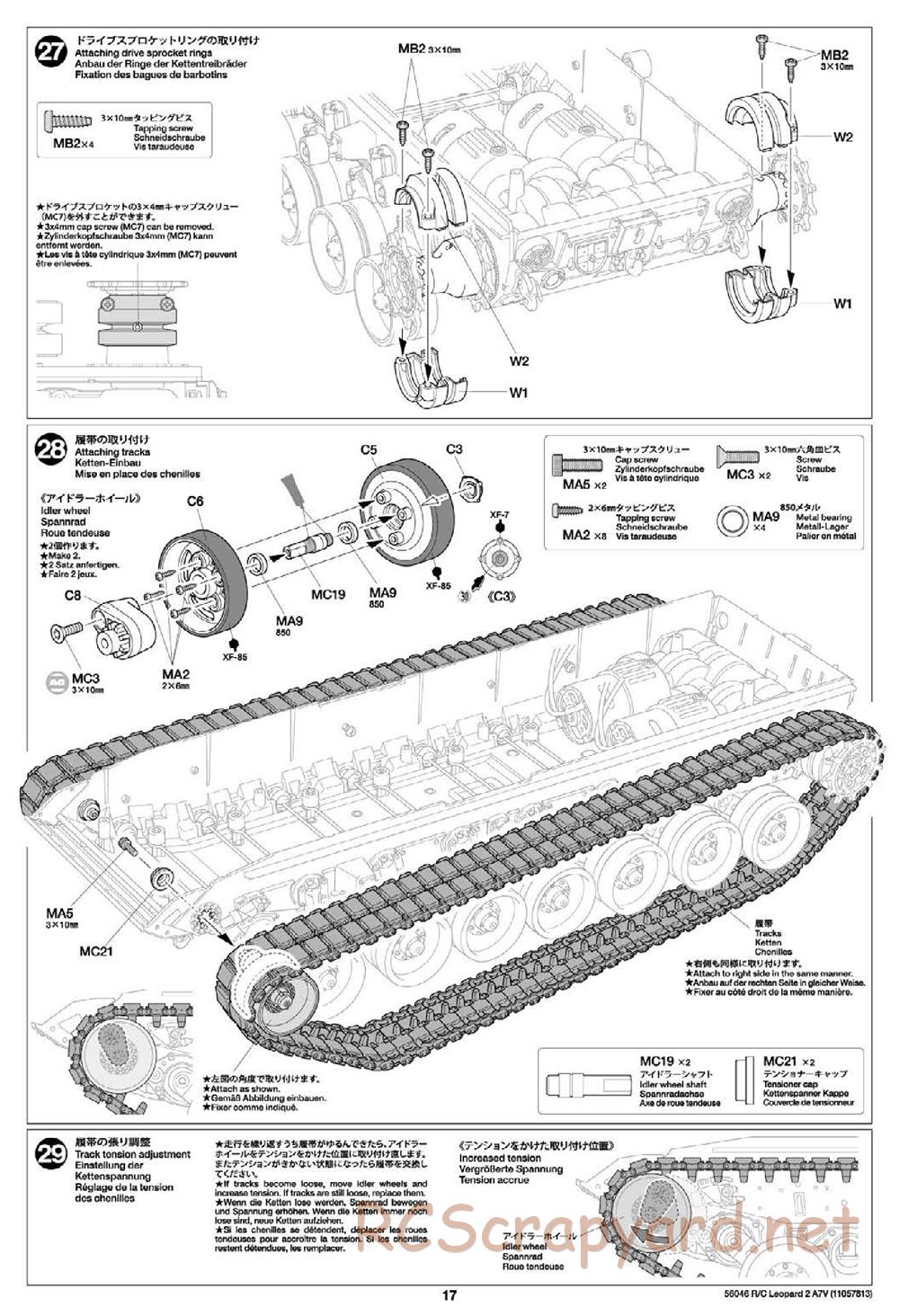 Tamiya - German Federal Army Main Battle Tank Leopard 2 A7V - 1/16 Scale Chassis - Manual - Page 17