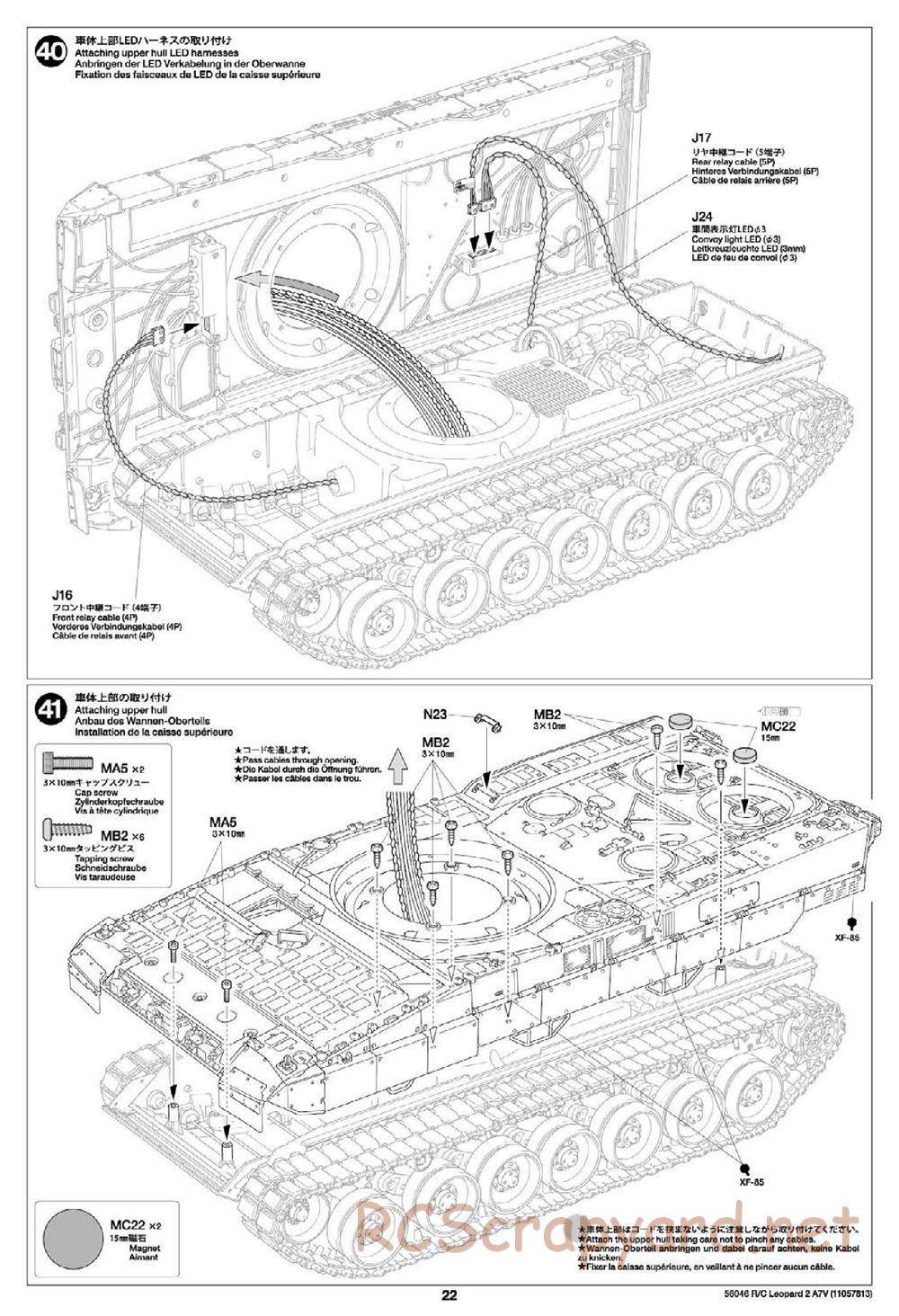 Tamiya - German Federal Army Main Battle Tank Leopard 2 A7V - 1/16 Scale Chassis - Manual - Page 22