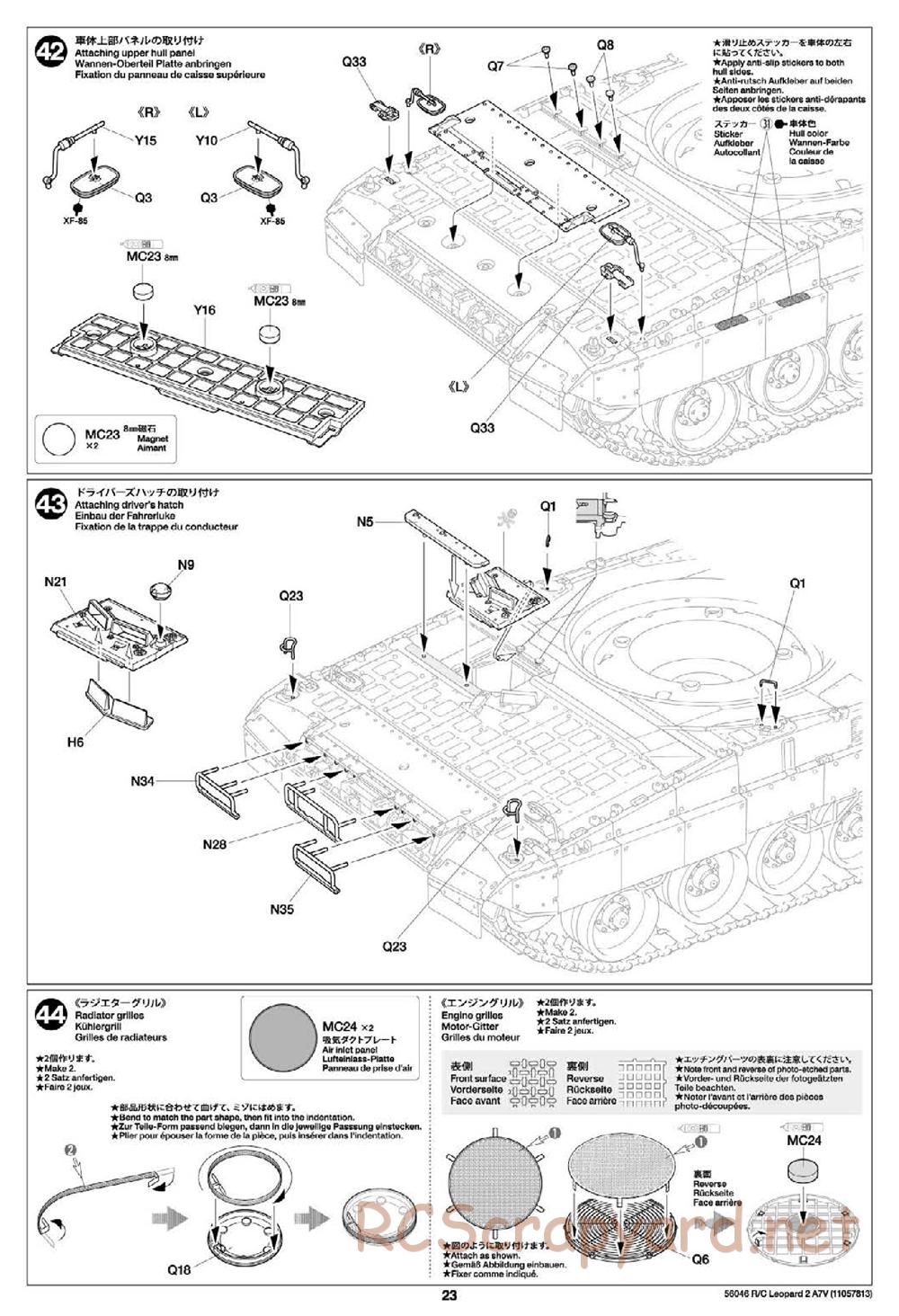 Tamiya - German Federal Army Main Battle Tank Leopard 2 A7V - 1/16 Scale Chassis - Manual - Page 23