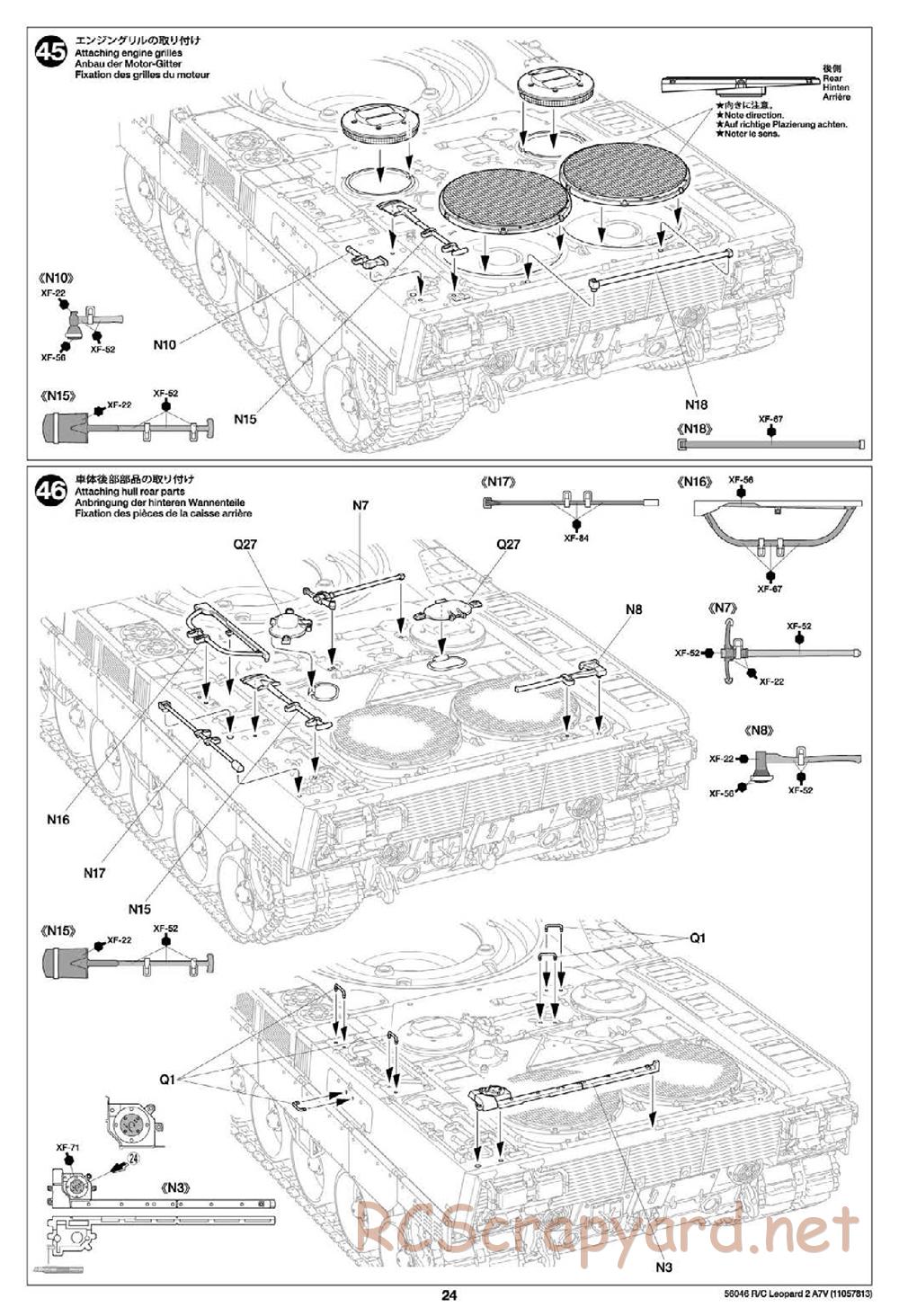 Tamiya - German Federal Army Main Battle Tank Leopard 2 A7V - 1/16 Scale Chassis - Manual - Page 24