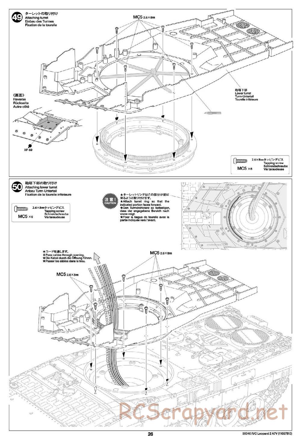 Tamiya - German Federal Army Main Battle Tank Leopard 2 A7V - 1/16 Scale Chassis - Manual - Page 26