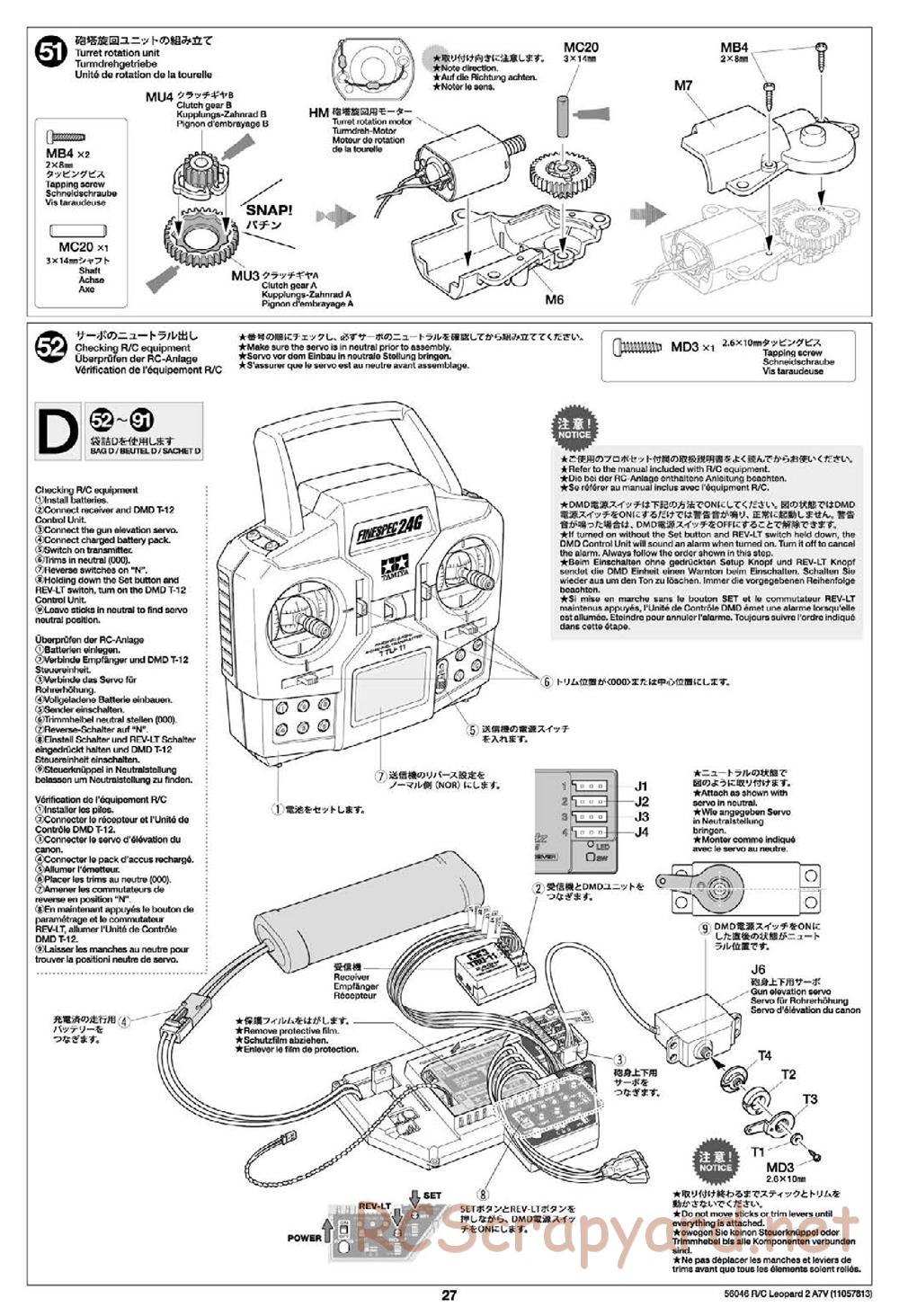 Tamiya - German Federal Army Main Battle Tank Leopard 2 A7V - 1/16 Scale Chassis - Manual - Page 27