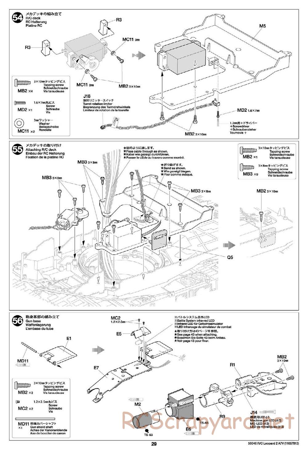 Tamiya - German Federal Army Main Battle Tank Leopard 2 A7V - 1/16 Scale Chassis - Manual - Page 29