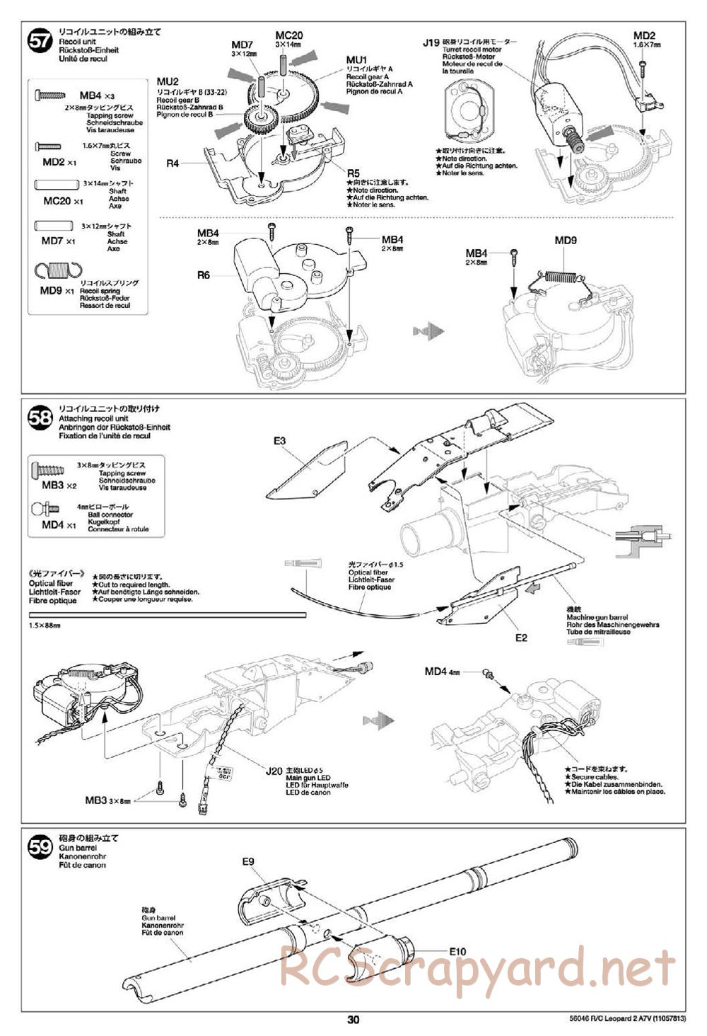 Tamiya - German Federal Army Main Battle Tank Leopard 2 A7V - 1/16 Scale Chassis - Manual - Page 30