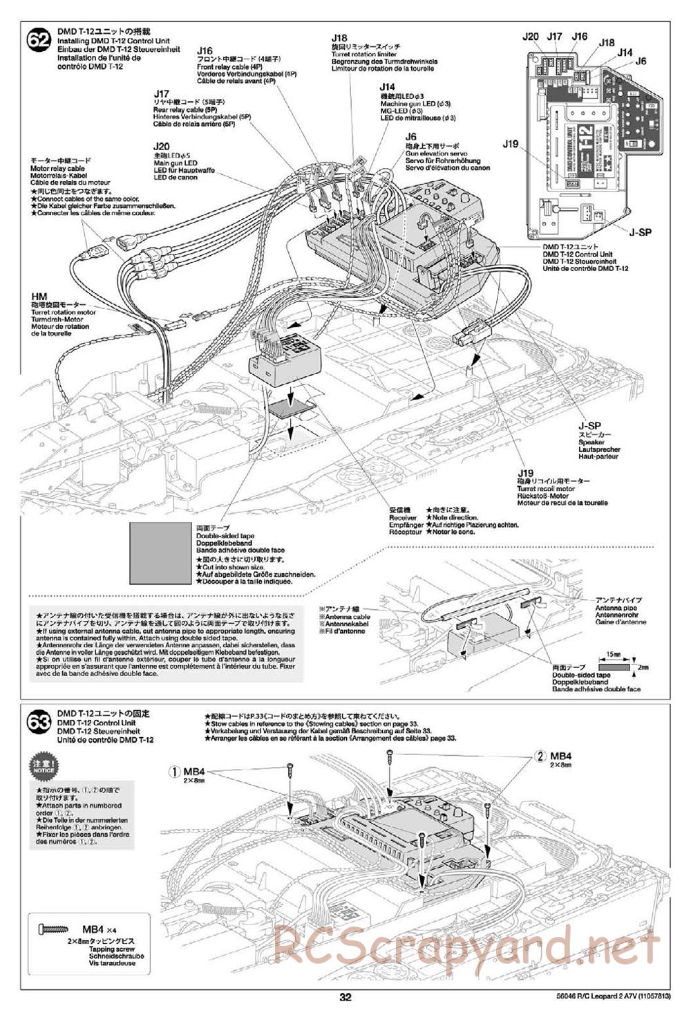 Tamiya - German Federal Army Main Battle Tank Leopard 2 A7V - 1/16 Scale Chassis - Manual - Page 32