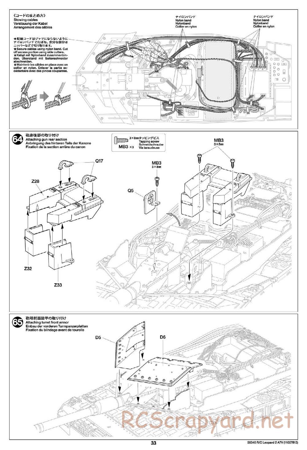 Tamiya - German Federal Army Main Battle Tank Leopard 2 A7V - 1/16 Scale Chassis - Manual - Page 33