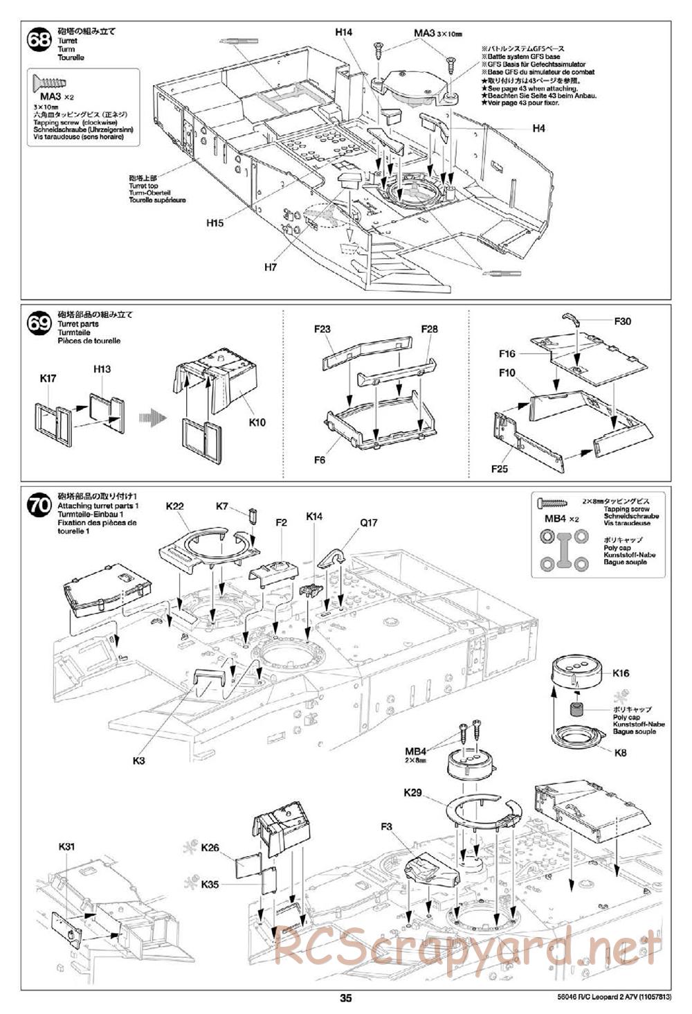 Tamiya - German Federal Army Main Battle Tank Leopard 2 A7V - 1/16 Scale Chassis - Manual - Page 35