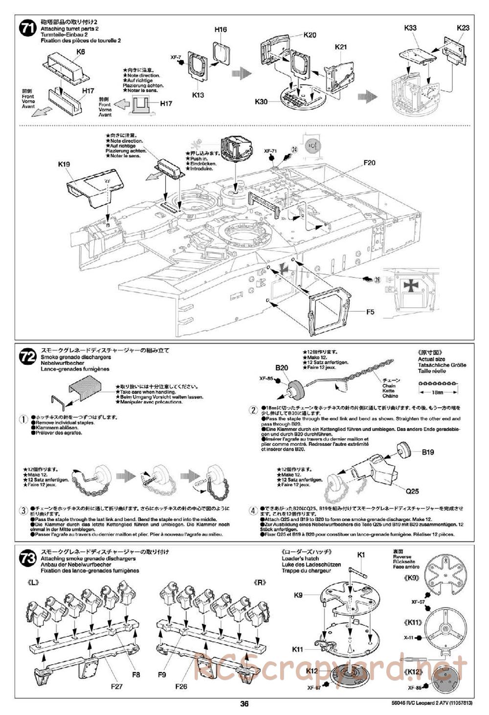 Tamiya - German Federal Army Main Battle Tank Leopard 2 A7V - 1/16 Scale Chassis - Manual - Page 36