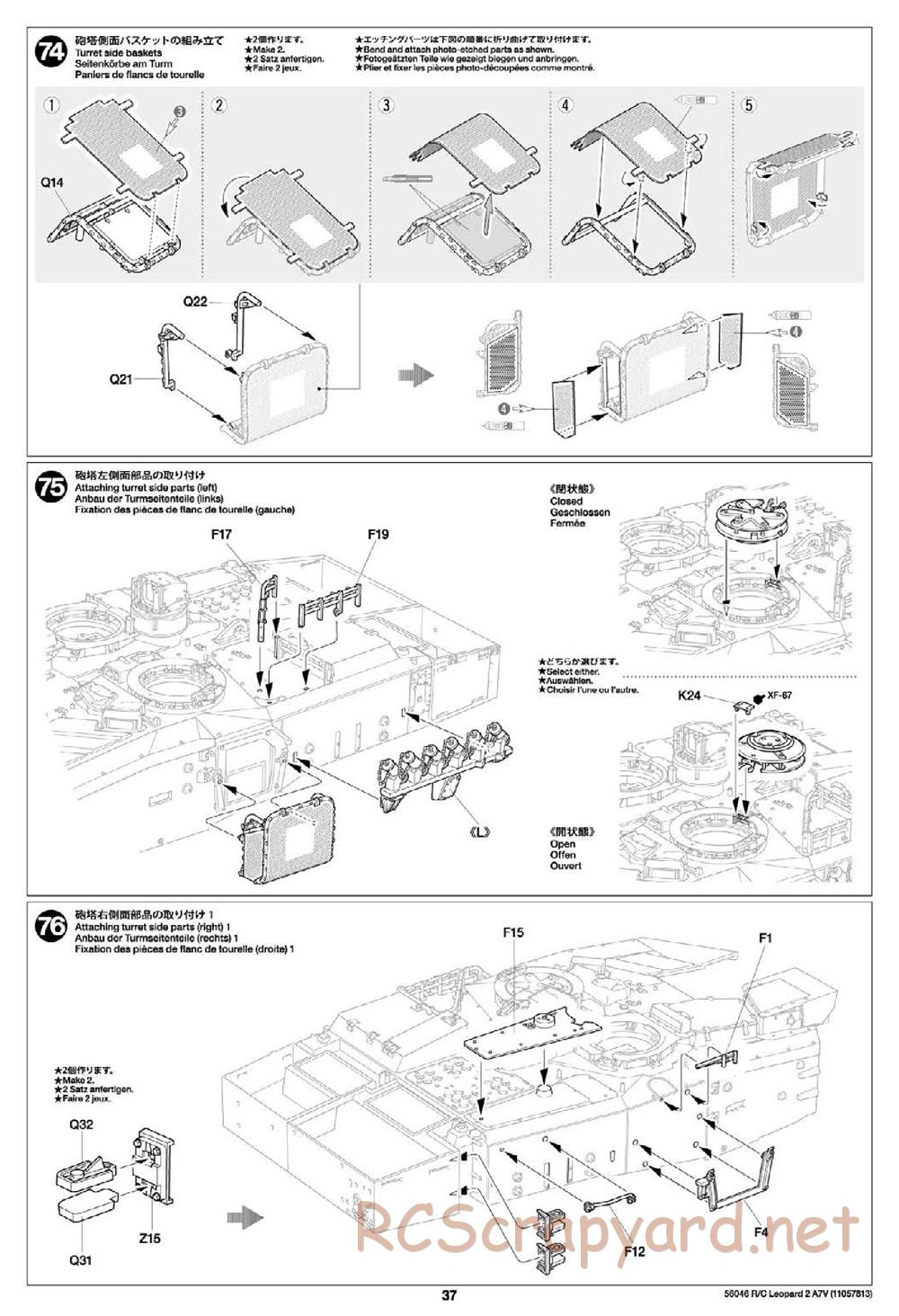 Tamiya - German Federal Army Main Battle Tank Leopard 2 A7V - 1/16 Scale Chassis - Manual - Page 37