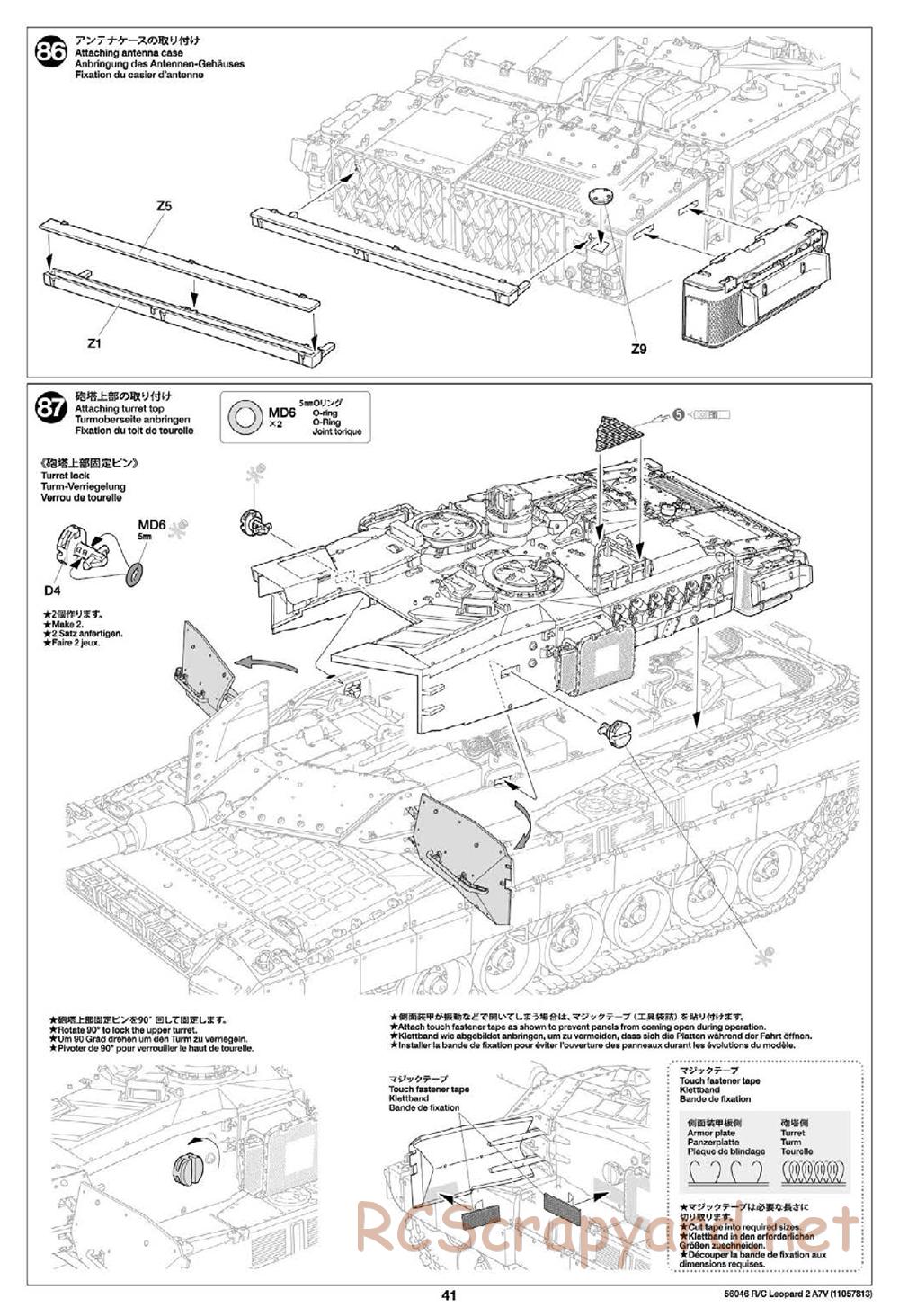Tamiya - German Federal Army Main Battle Tank Leopard 2 A7V - 1/16 Scale Chassis - Manual - Page 41