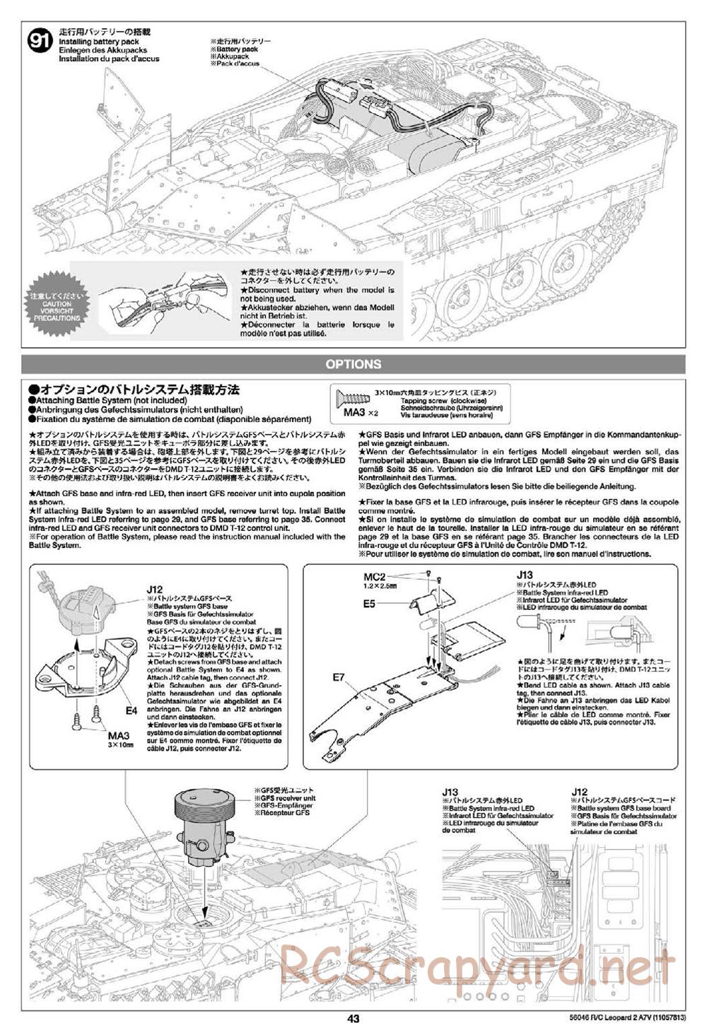 Tamiya - German Federal Army Main Battle Tank Leopard 2 A7V - 1/16 Scale Chassis - Manual - Page 43