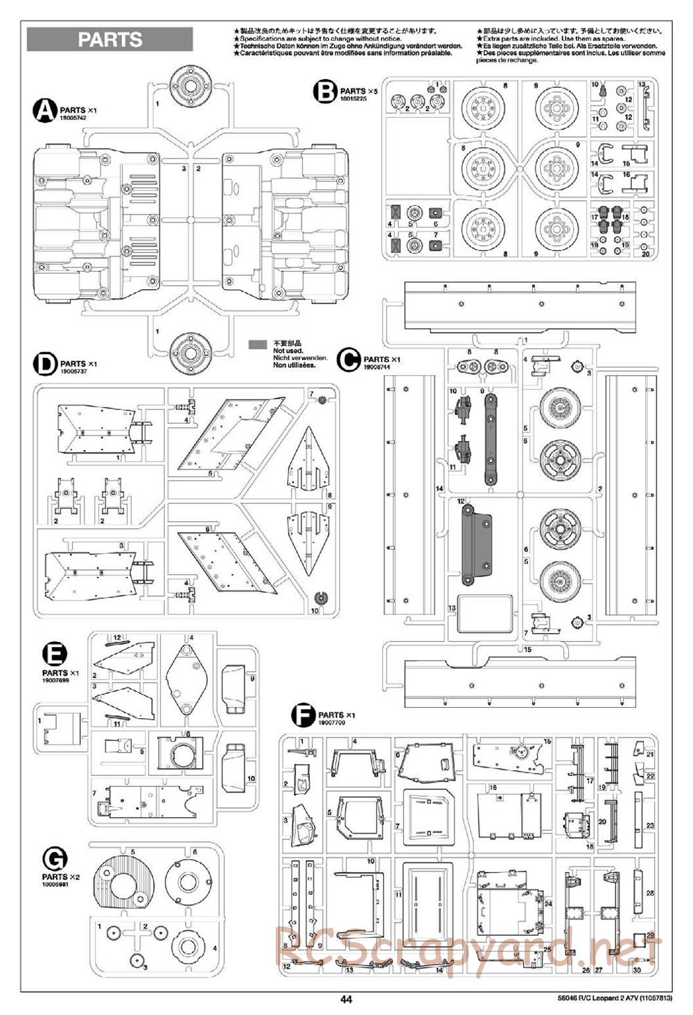 Tamiya - German Federal Army Main Battle Tank Leopard 2 A7V - 1/16 Scale Chassis - Manual - Page 44