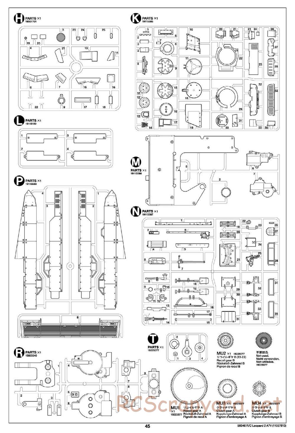 Tamiya - German Federal Army Main Battle Tank Leopard 2 A7V - 1/16 Scale Chassis - Manual - Page 45