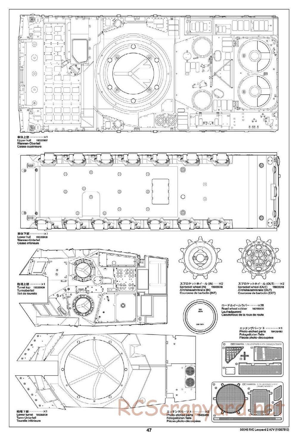 Tamiya - German Federal Army Main Battle Tank Leopard 2 A7V - 1/16 Scale Chassis - Manual - Page 47