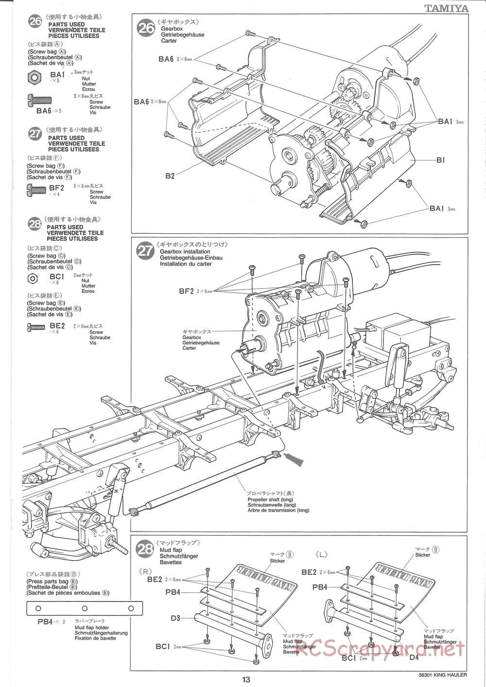 Tamiya - King Hauler - Manual - Page 13