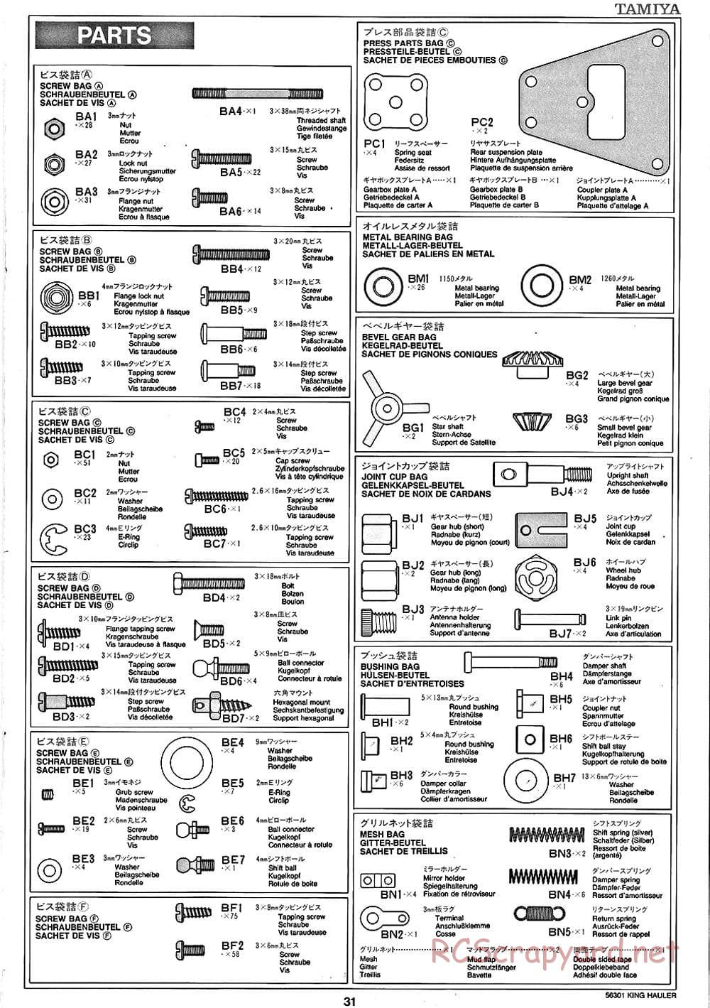 Tamiya - King Hauler - Manual - Page 31