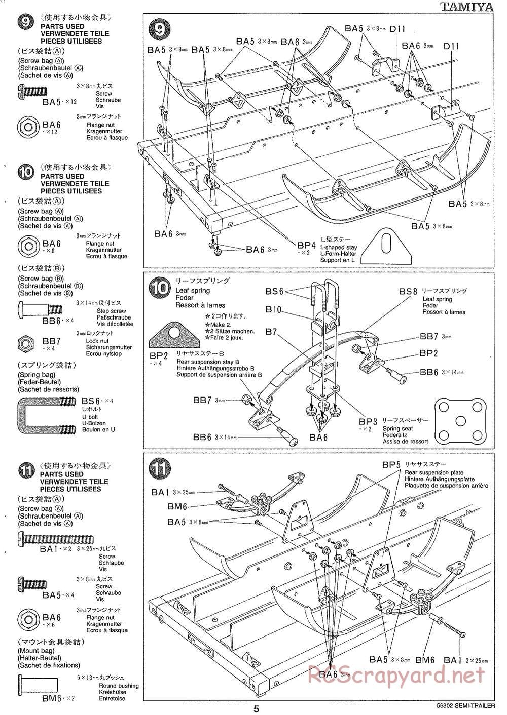 Tamiya - Semi Box Trailer Chassis - Manual - Page 5