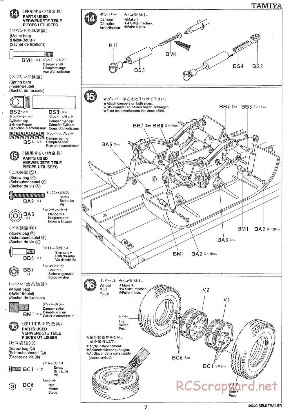 Tamiya - Semi Box Trailer Chassis - Manual - Page 7