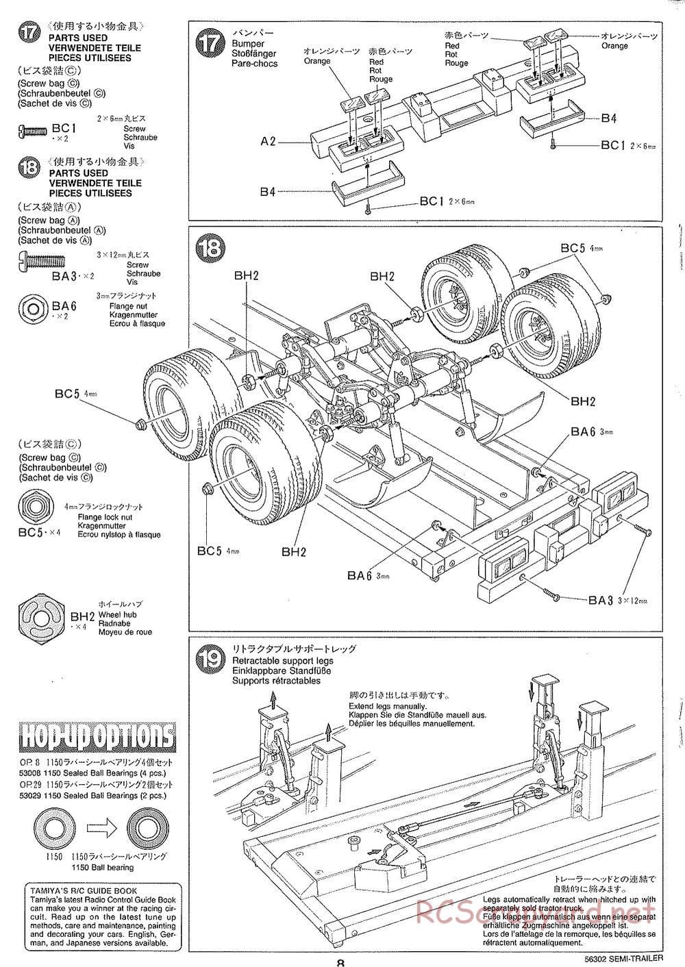 Tamiya - Semi Box Trailer Chassis - Manual - Page 8
