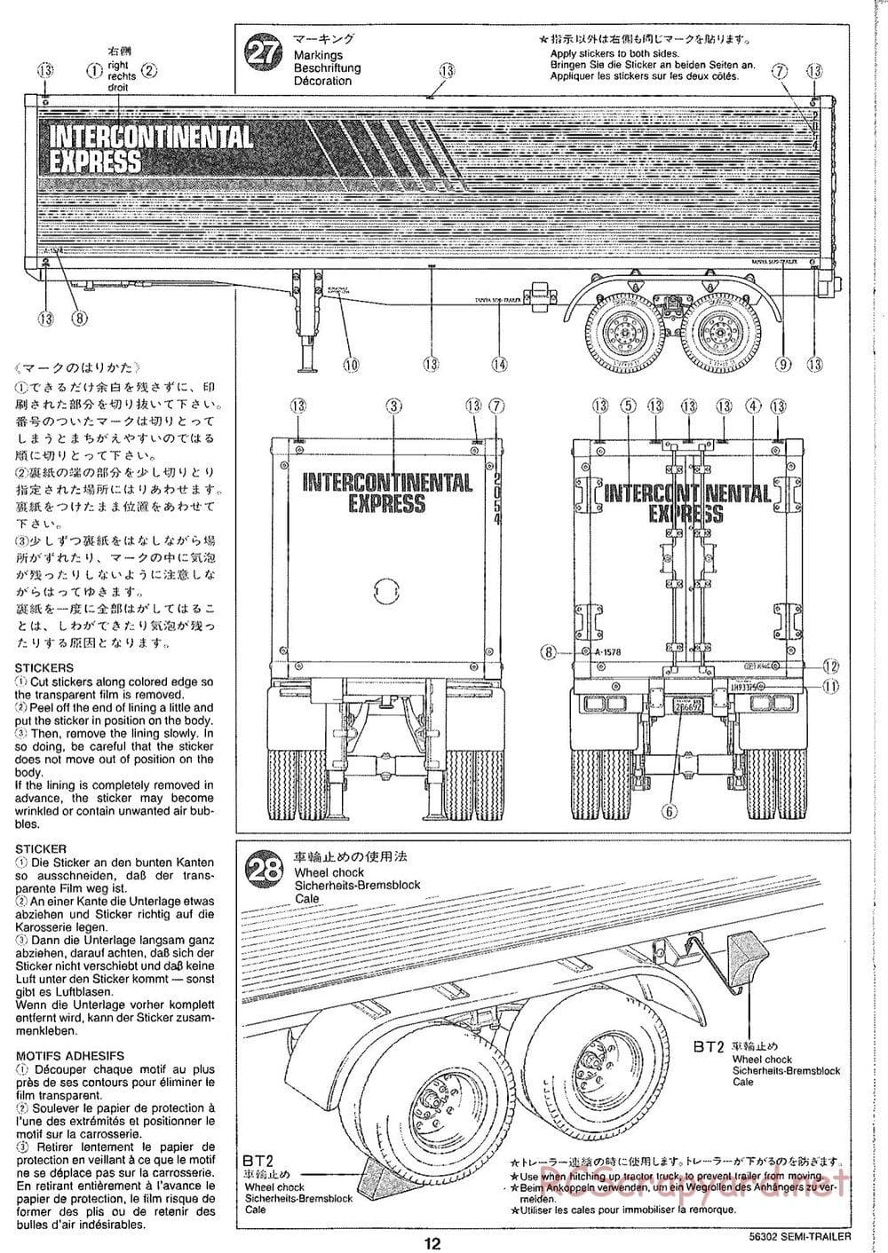 Tamiya - Semi Box Trailer Chassis - Manual - Page 12