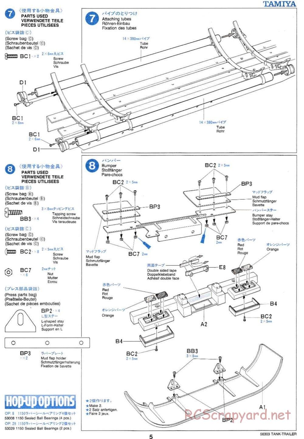 Tamiya - Semi Tanker Trailer Chassis - Manual - Page 5