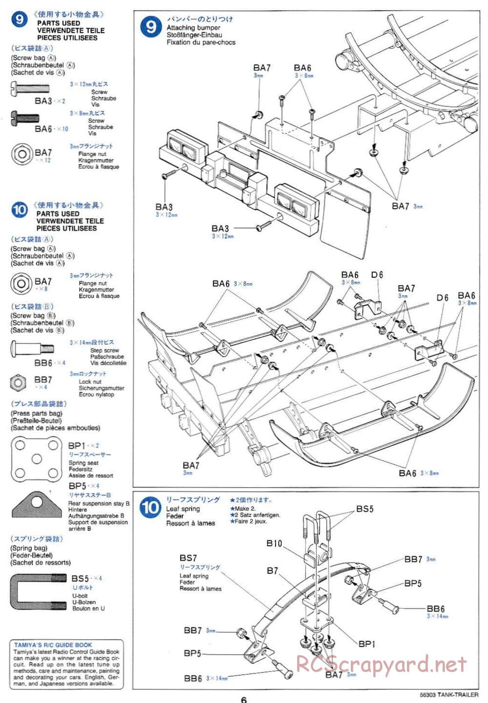 Tamiya - Semi Tanker Trailer Chassis - Manual - Page 6