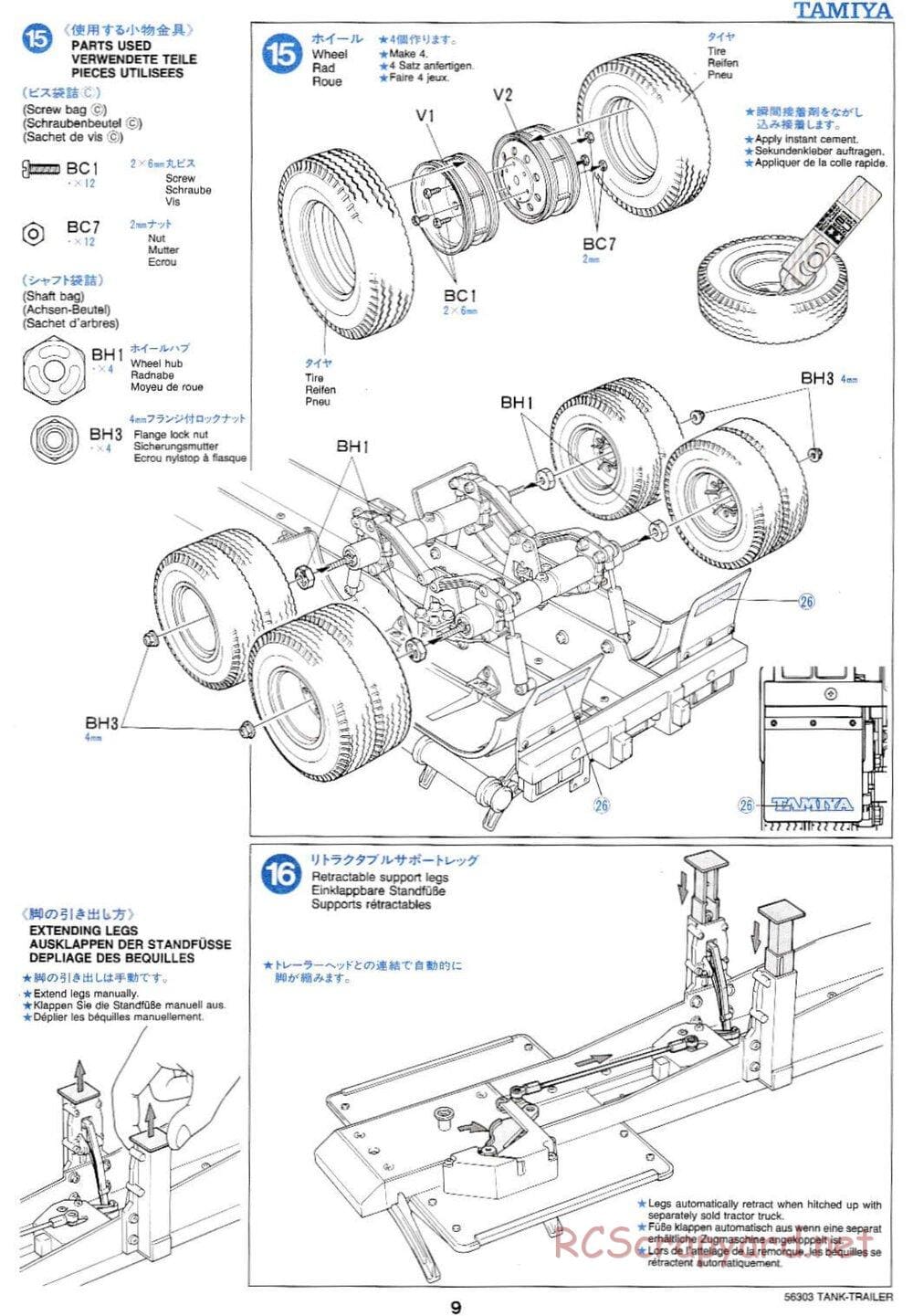 Tamiya - Semi Tanker Trailer Chassis - Manual - Page 9