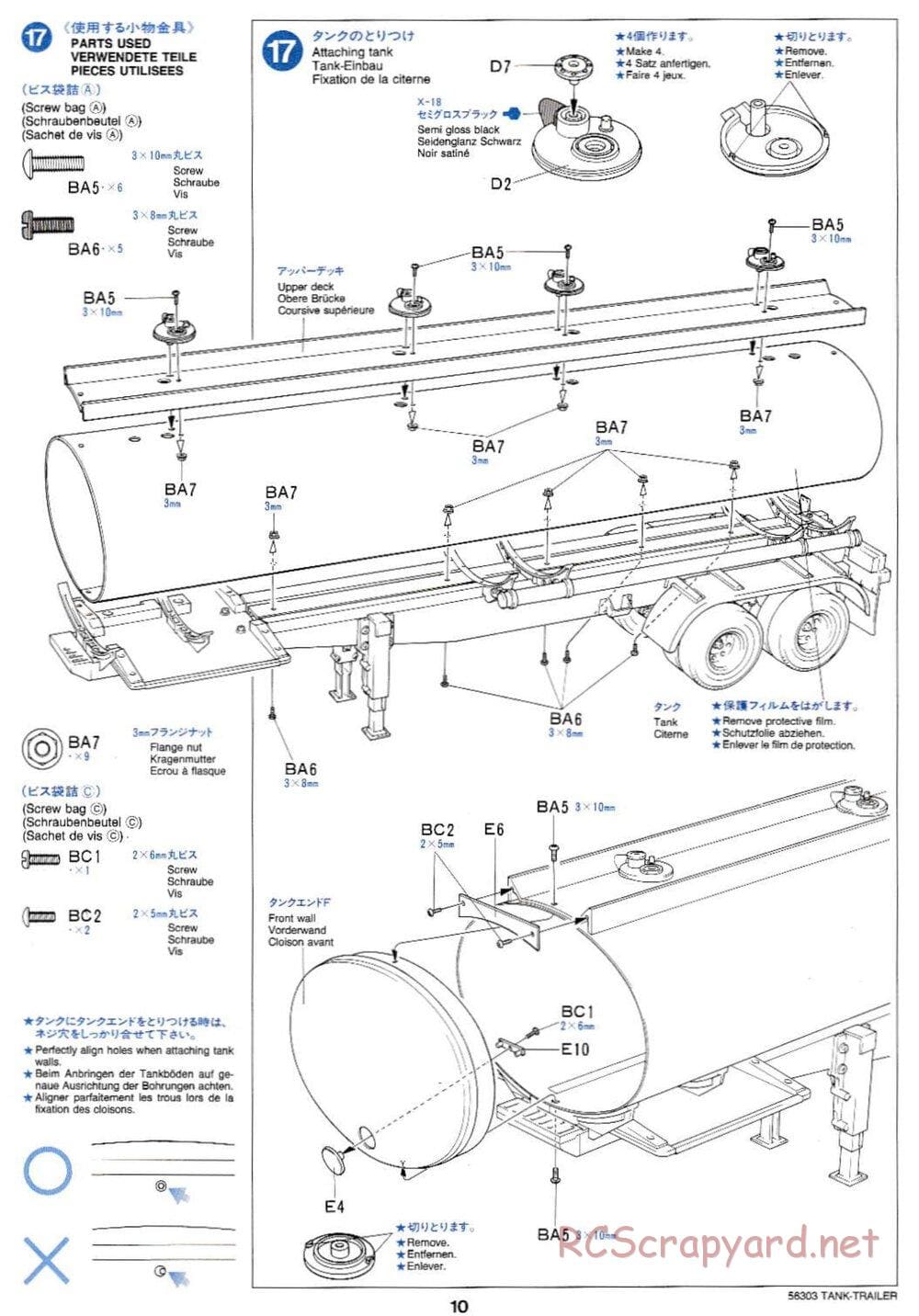 Tamiya - Semi Tanker Trailer Chassis - Manual - Page 10