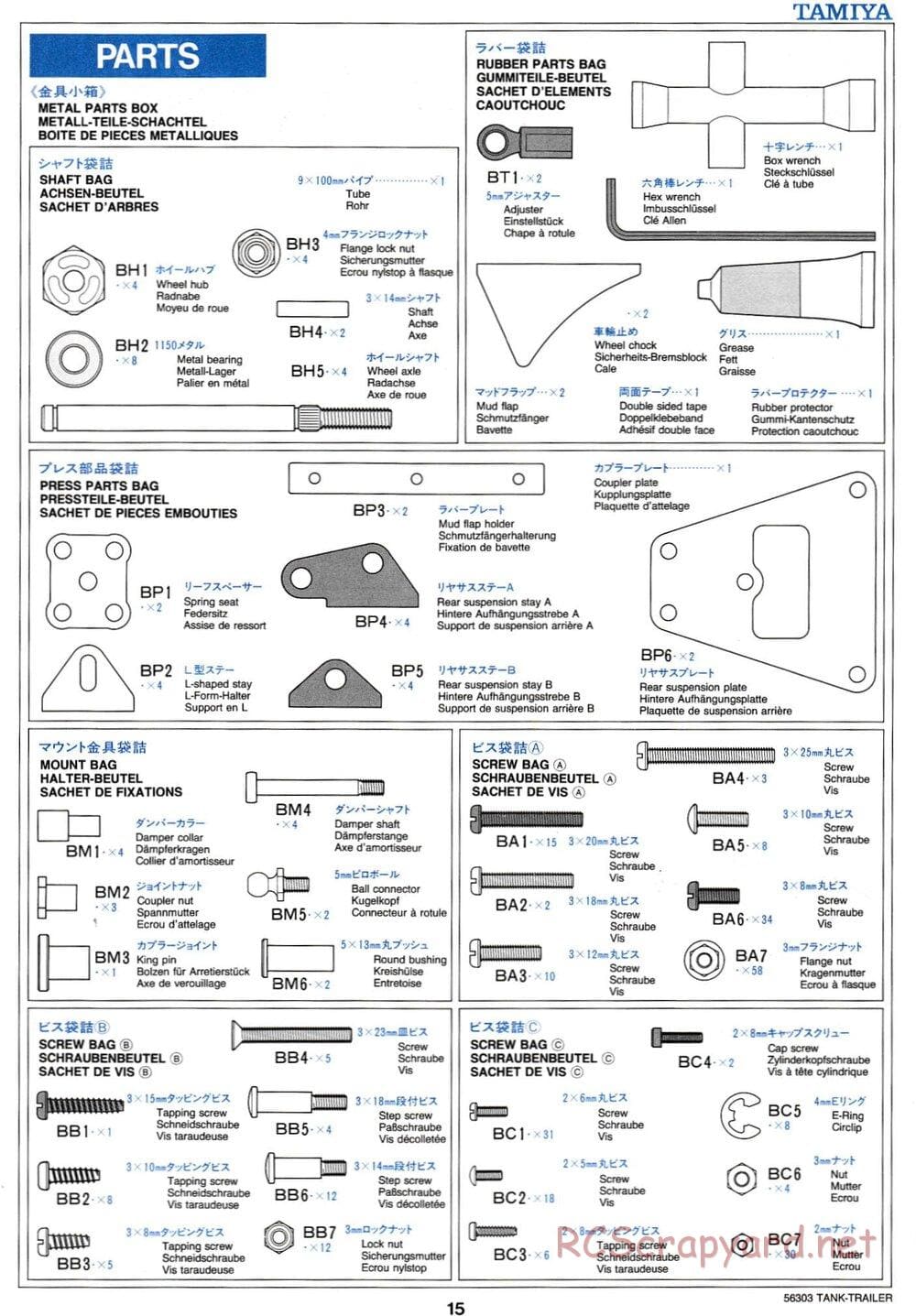 Tamiya - Semi Tanker Trailer Chassis - Manual - Page 15