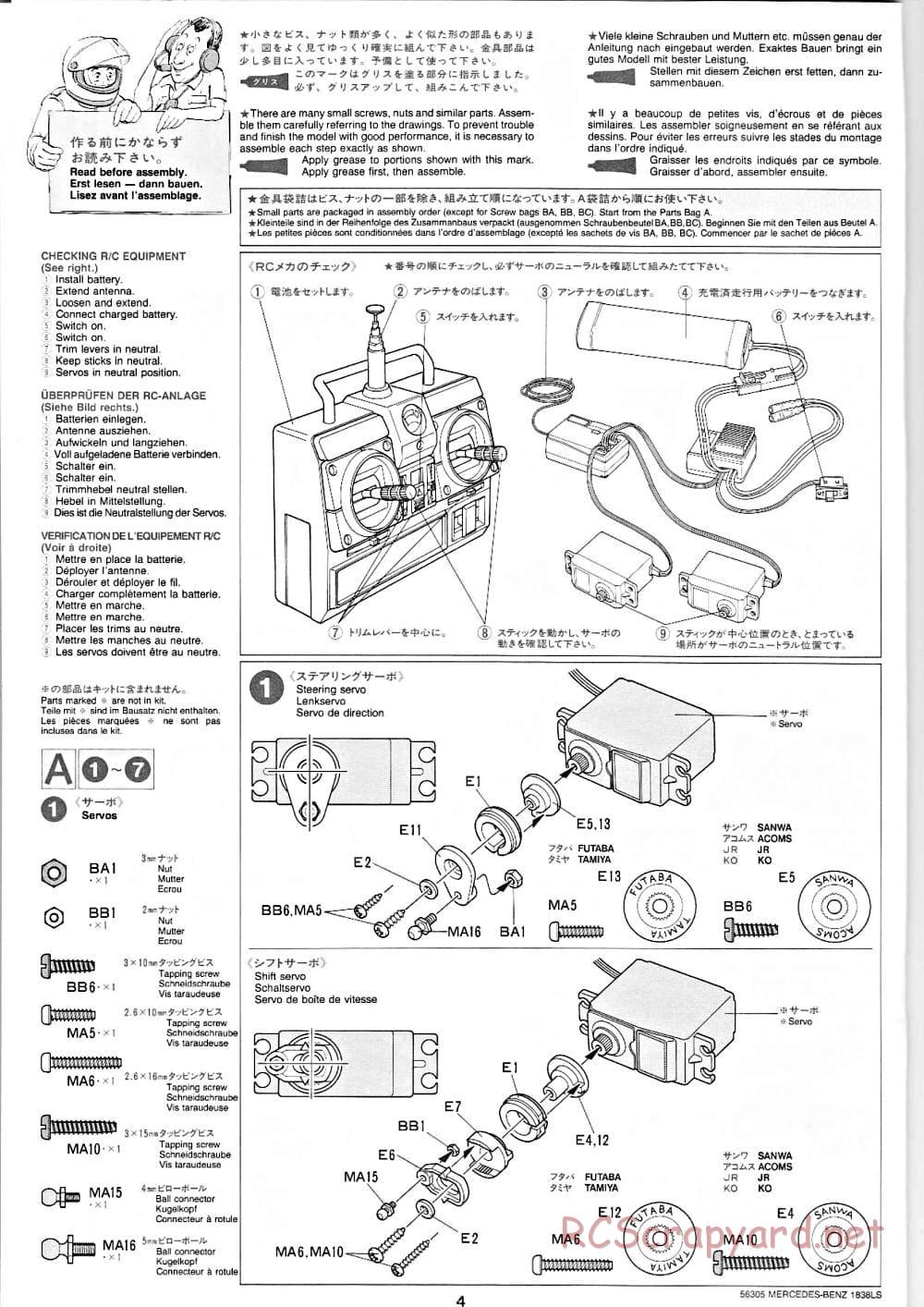 Tamiya - Mercedes-Benz 1838LS - Manual - Page 4