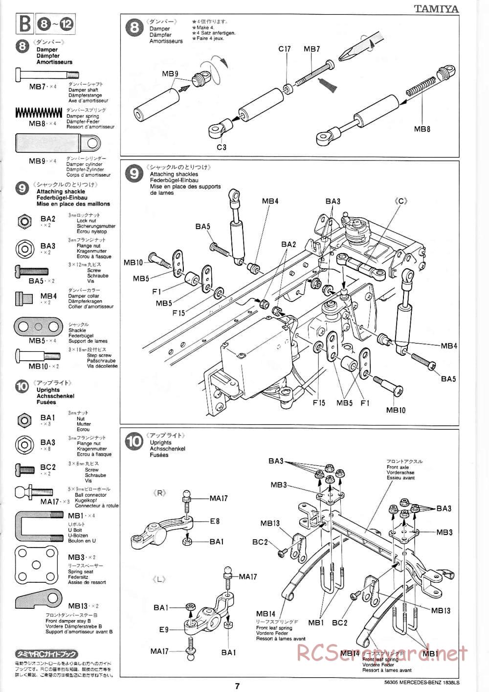 Tamiya - Mercedes-Benz 1838LS - Manual - Page 7