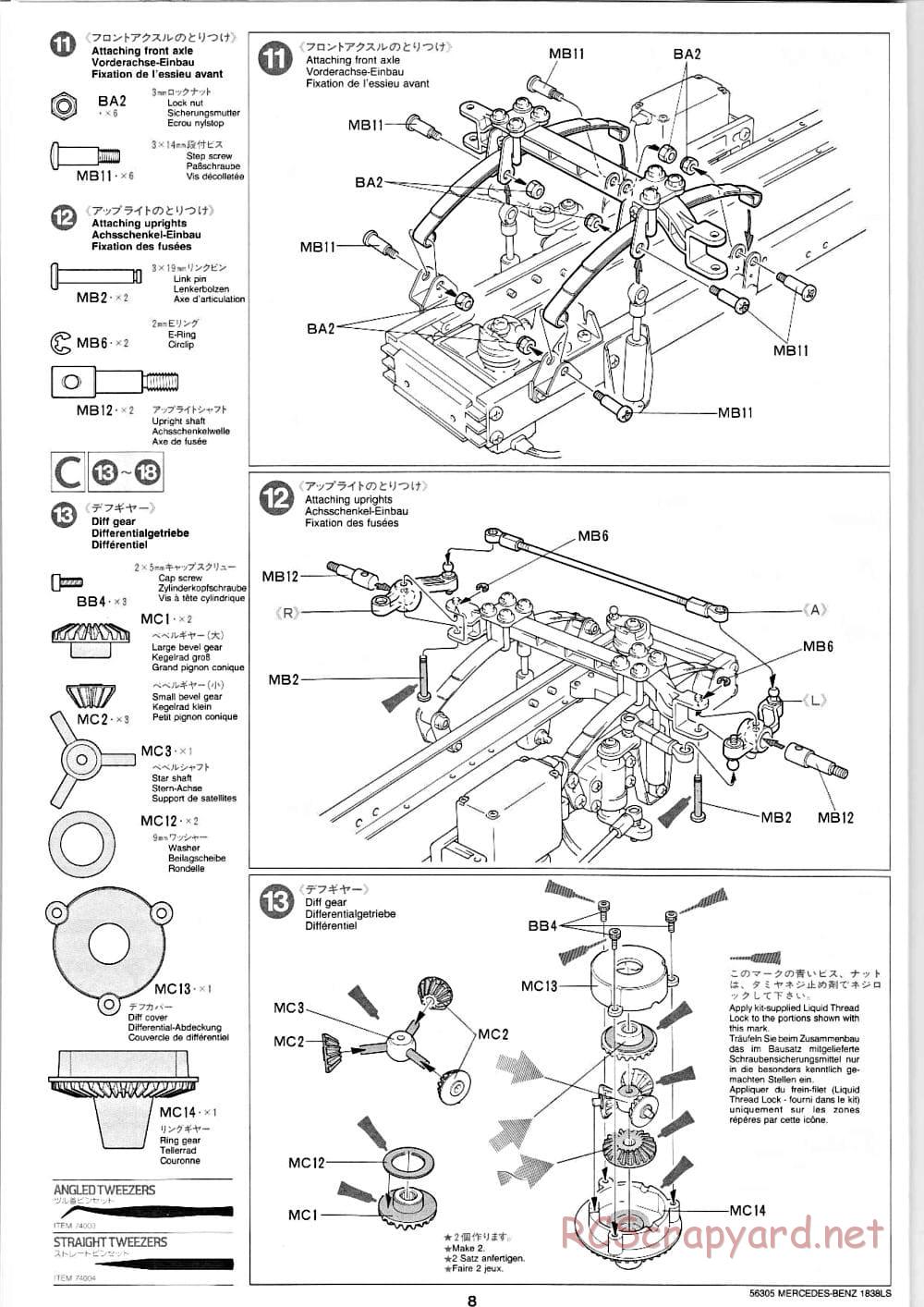 Tamiya - Mercedes-Benz 1838LS - Manual - Page 8