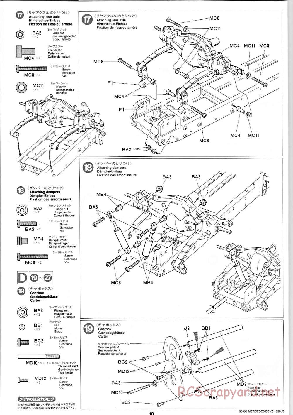 Tamiya - Mercedes-Benz 1838LS - Manual - Page 10