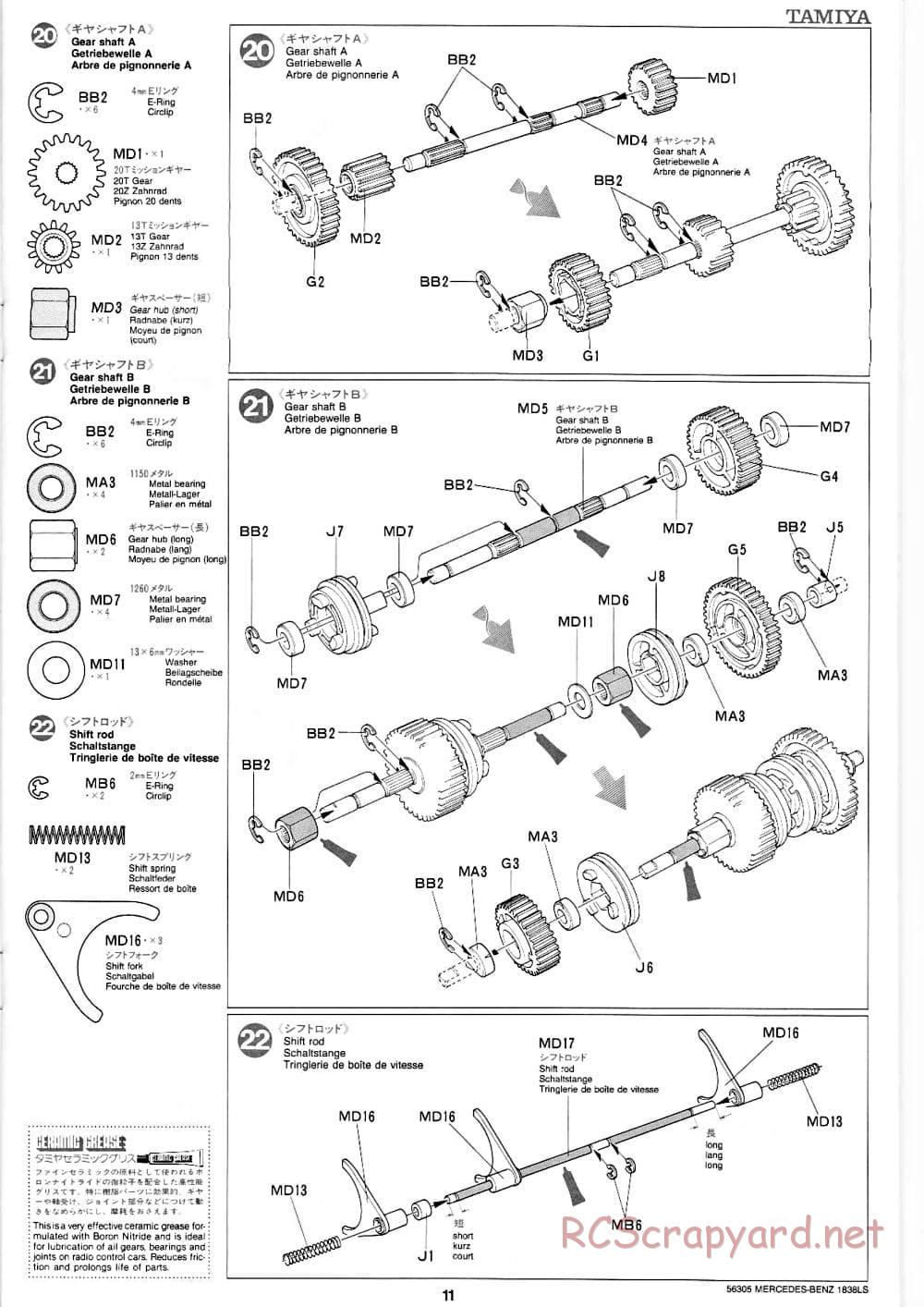 Tamiya - Mercedes-Benz 1838LS - Manual - Page 11