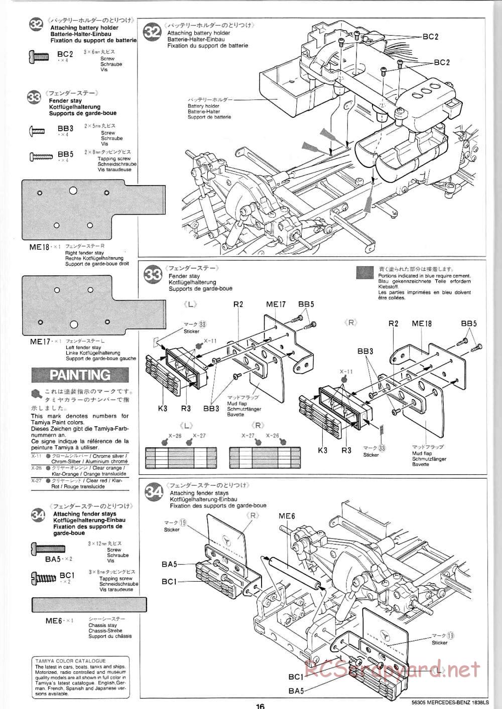 Tamiya - Mercedes-Benz 1838LS - Manual - Page 16