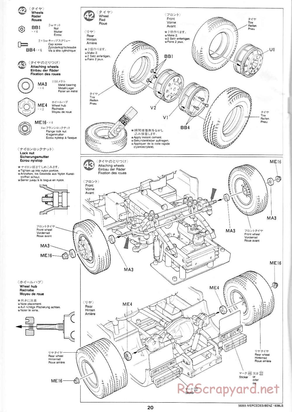 Tamiya - Mercedes-Benz 1838LS - Manual - Page 20