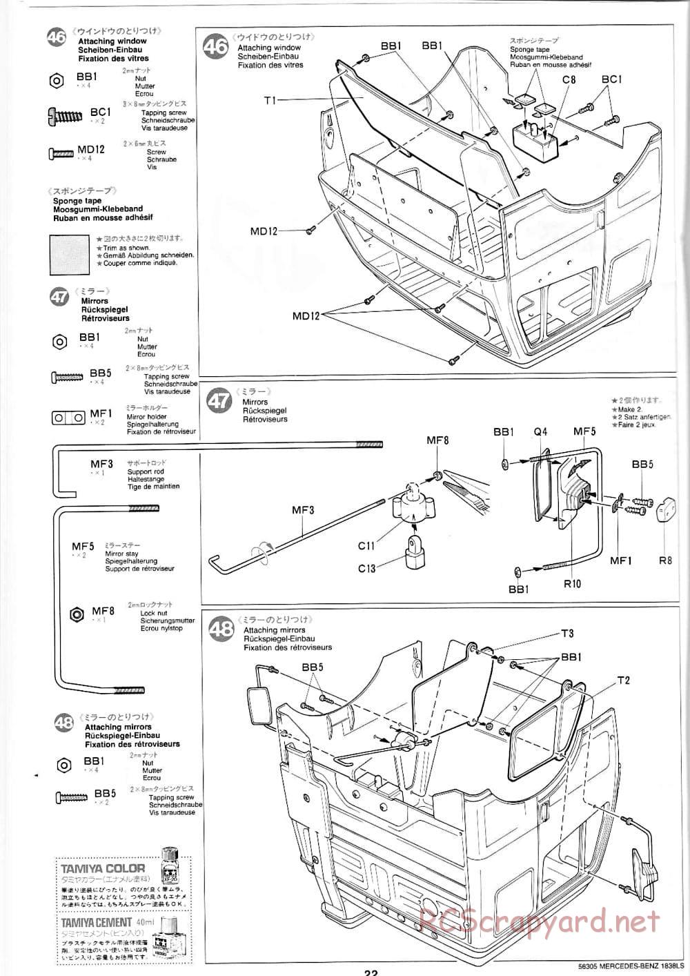 Tamiya - Mercedes-Benz 1838LS - Manual - Page 22